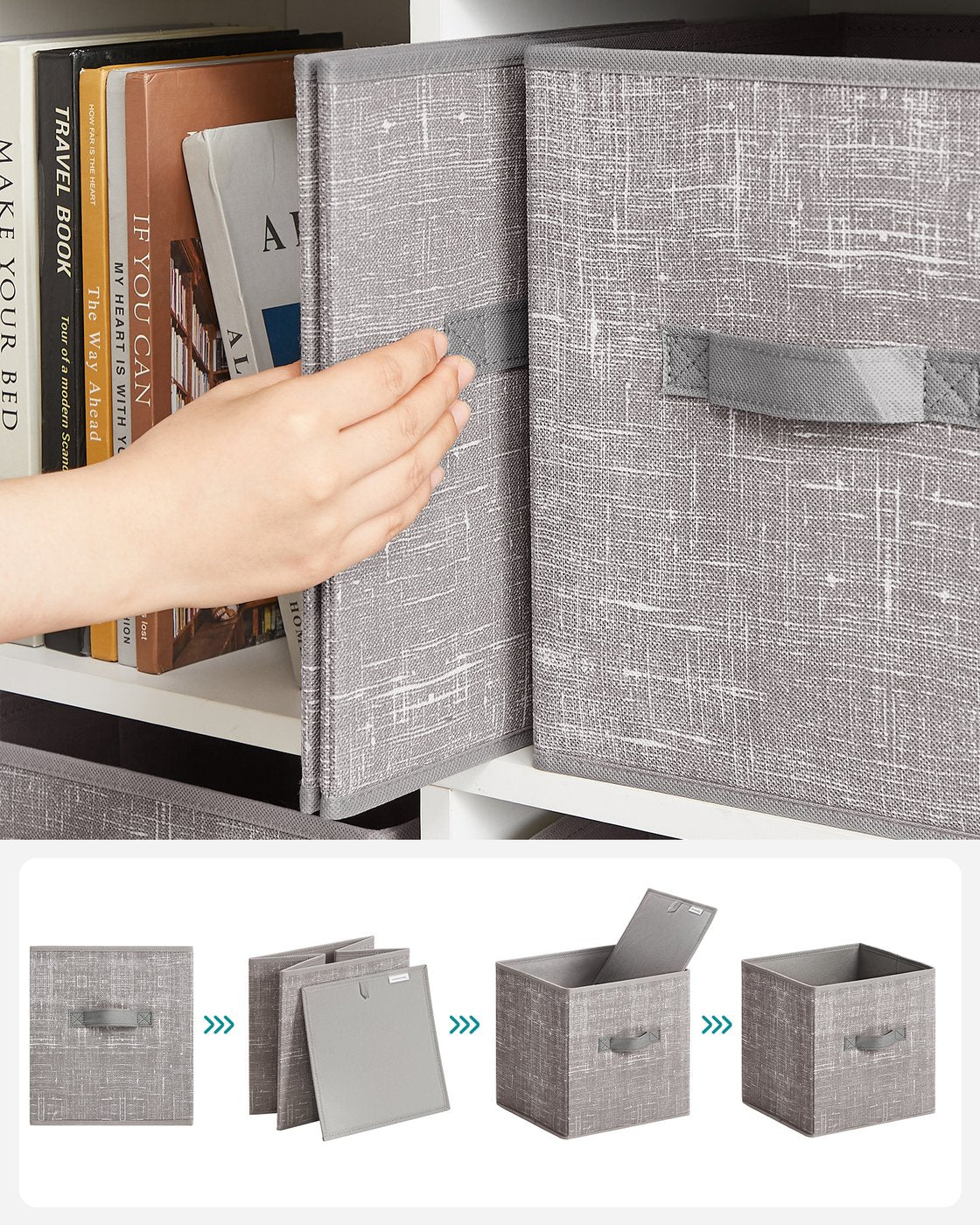 Non-Woven Fabric Storage Cubes with Double Handles - Taupe