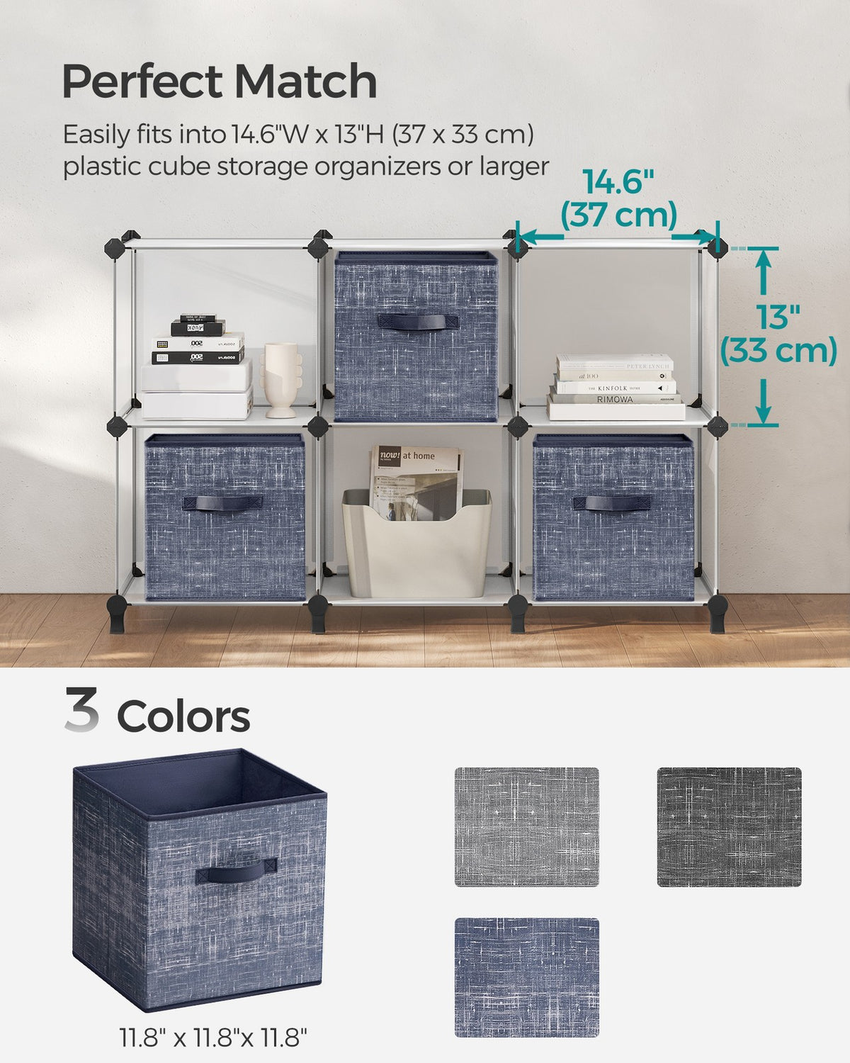Non-Woven Fabric Storage Cubes with Double Handles - Set of 6
