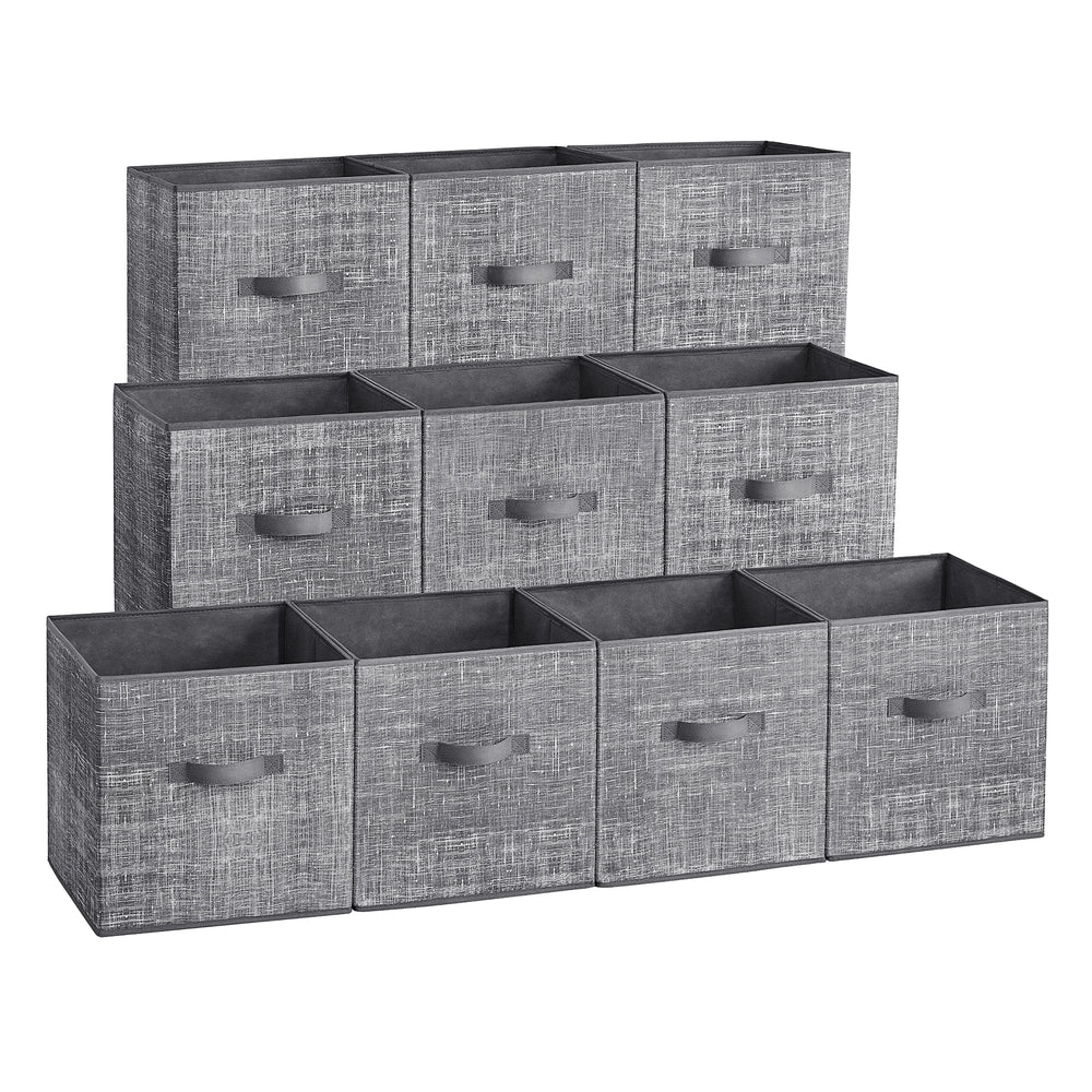 Storage Cubes - 11-Inch Non-Woven Fabric Bins with Double Handles - Set of 10 - Closet Organizers for Shelves - Foldable - for Clothes - Ink Black UROB126B01 - Cattail Gray - 10.2"L x 10.2"W x 11"H