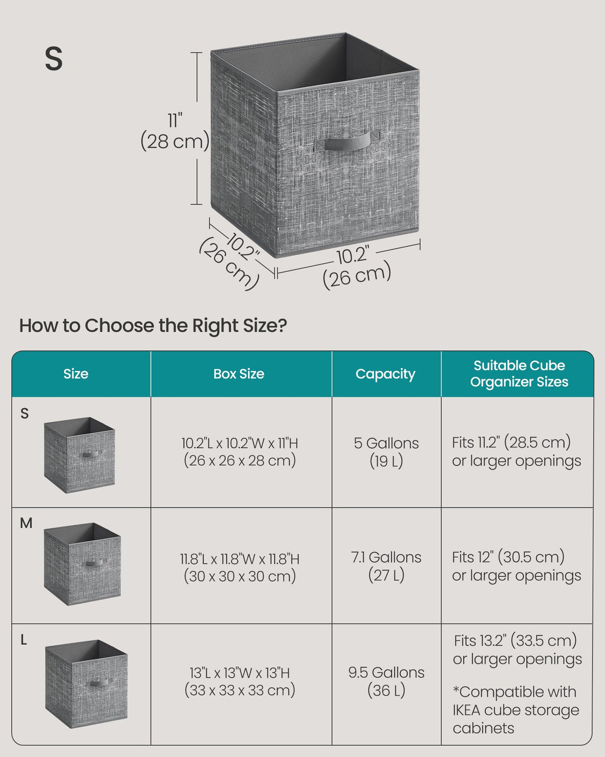 Storage Cubes - 11-Inch - Double Handles - Set of 10