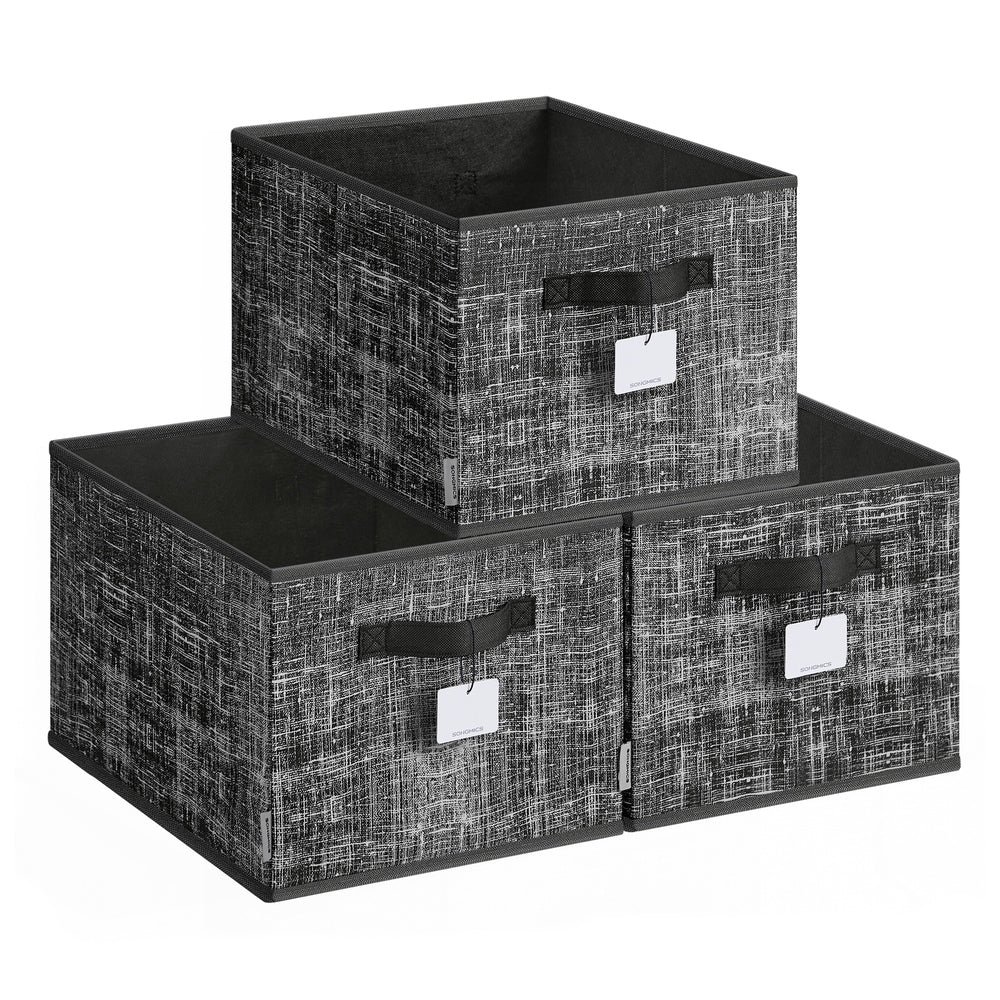Set of 3 Fabric Storage Bin - Black
