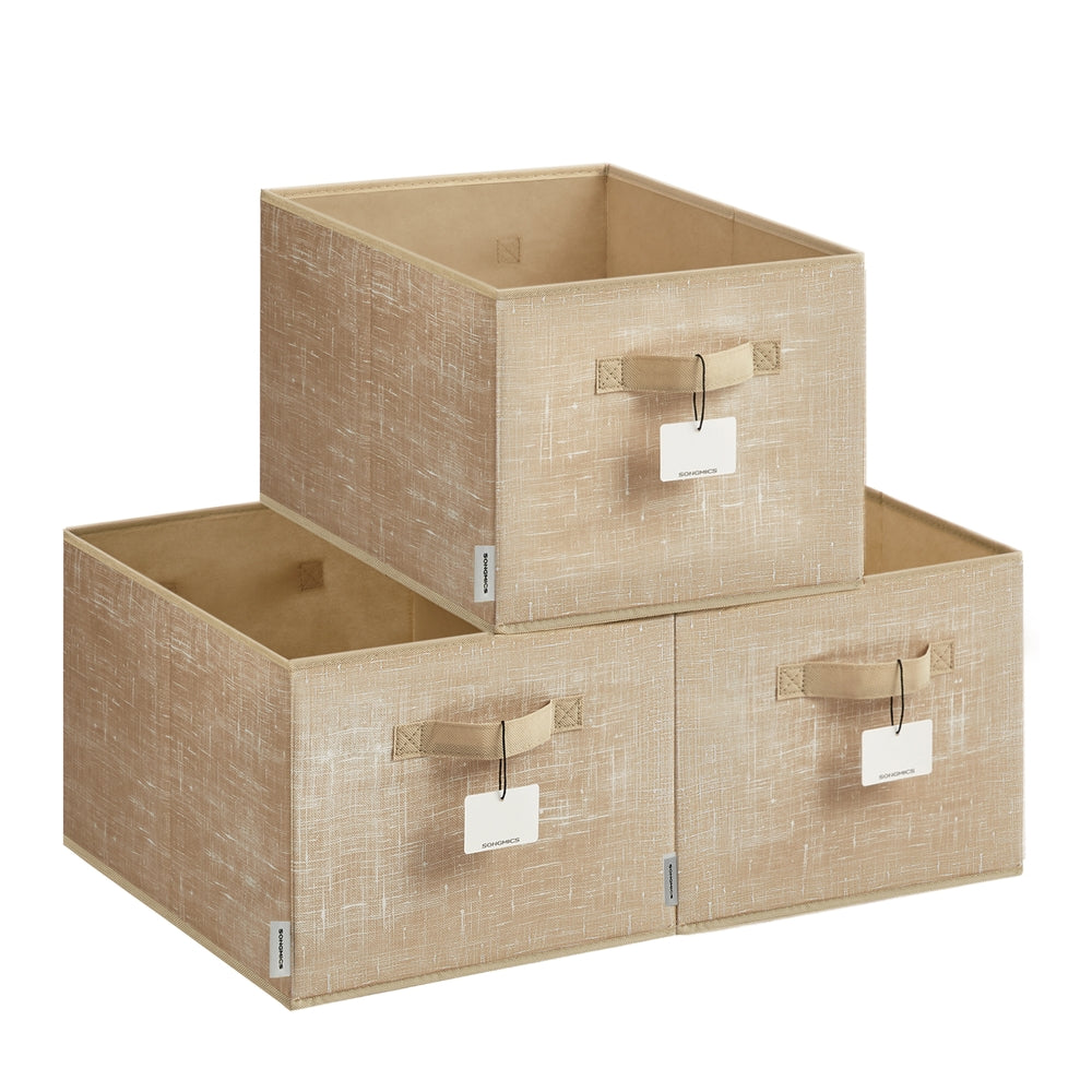 Set of 3 Fabric Storage Bin - Sand Beige