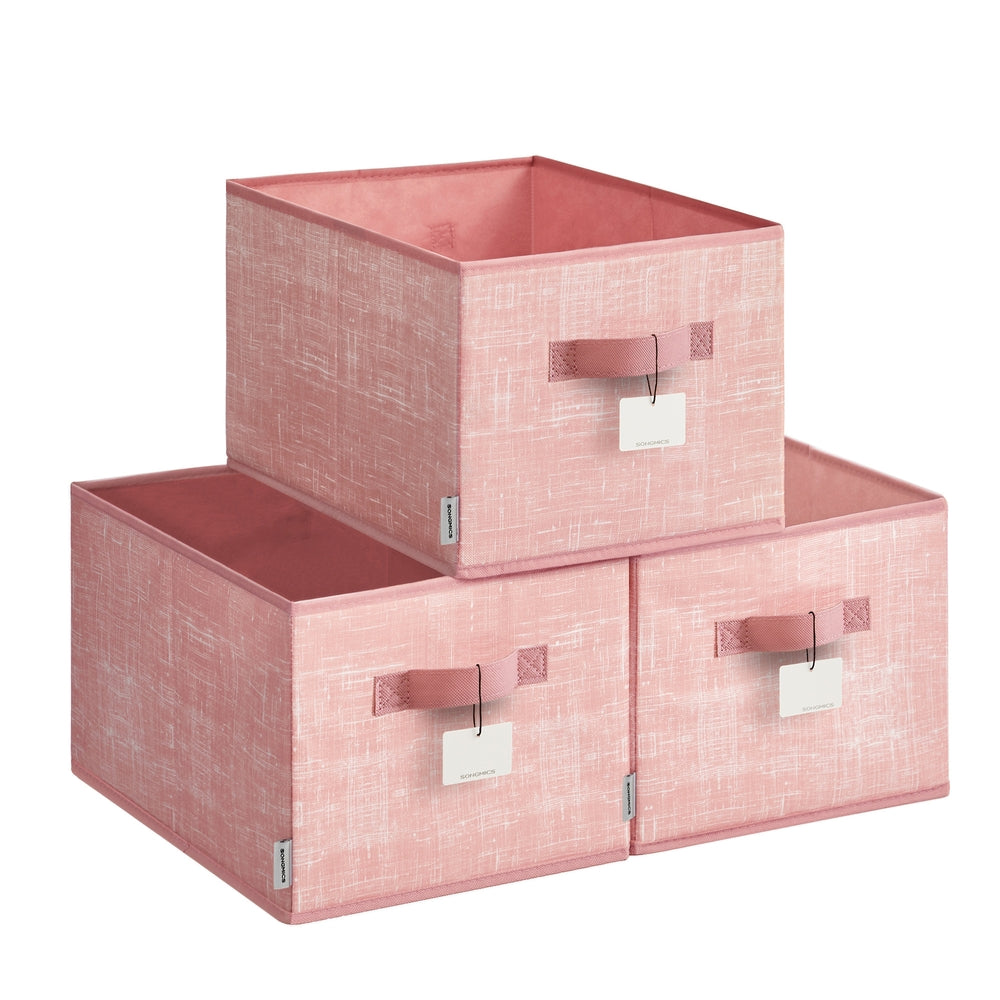 Set of 3 Fabric Storage Bin - Jelly Pink