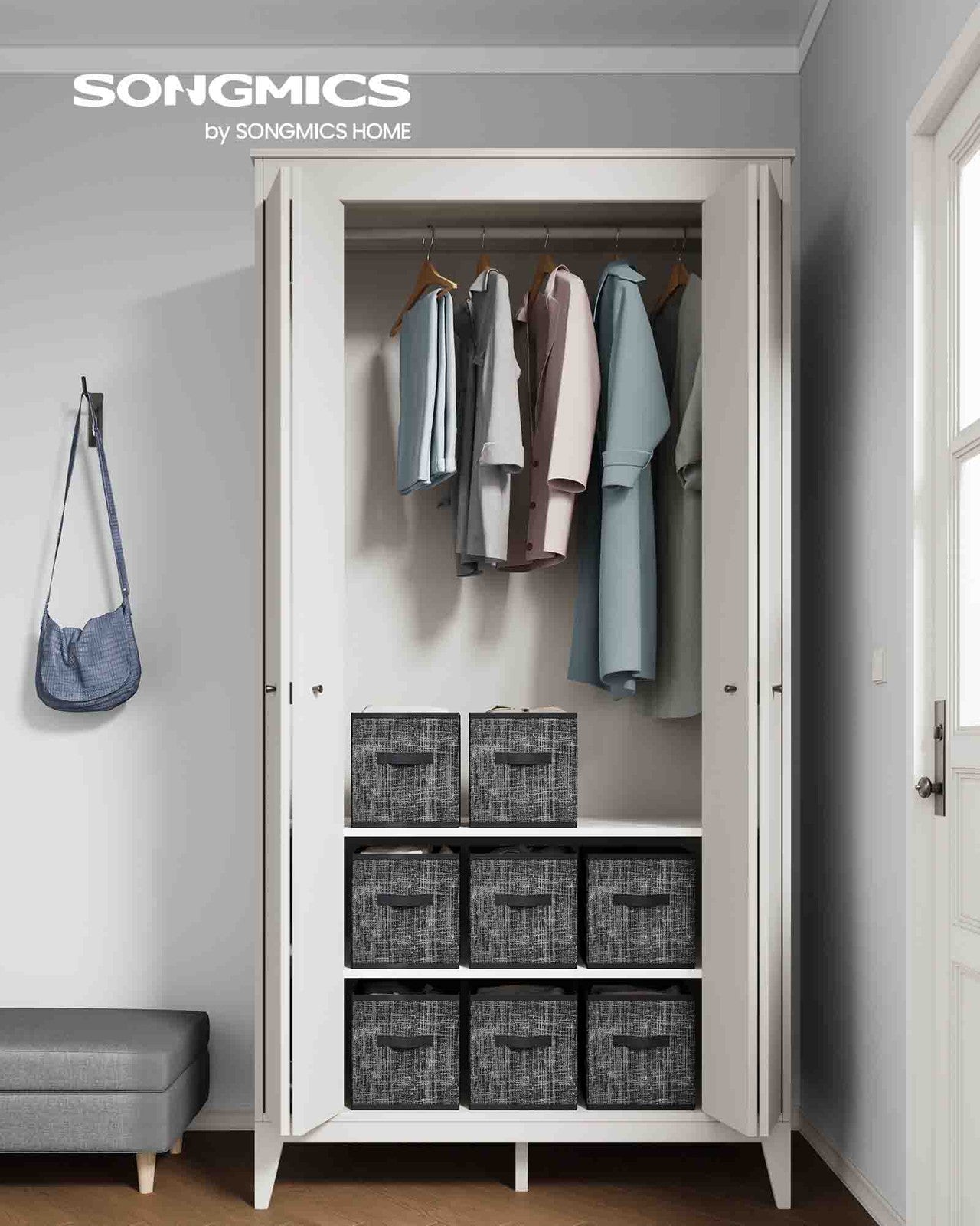Set of 8 Foldable Storage Cubes - Ink Black