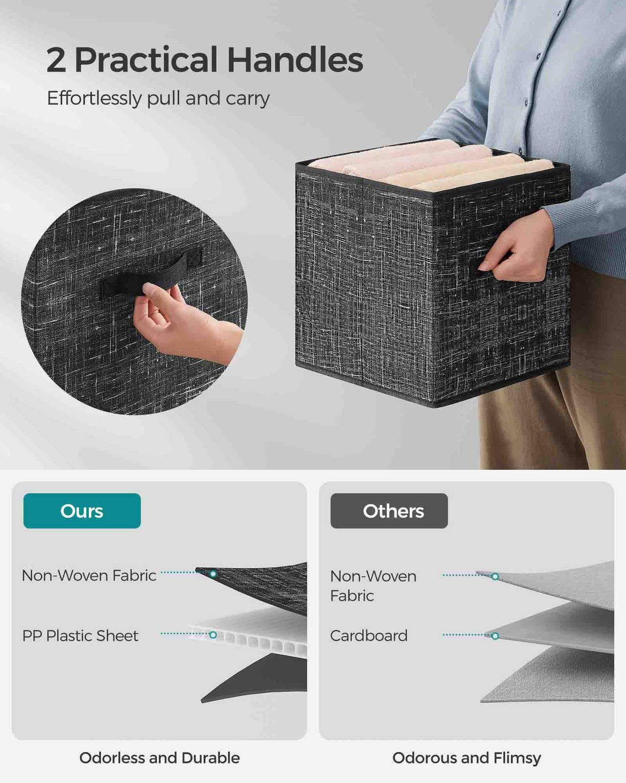 Set of 8 Foldable Storage Cubes - Ink Black