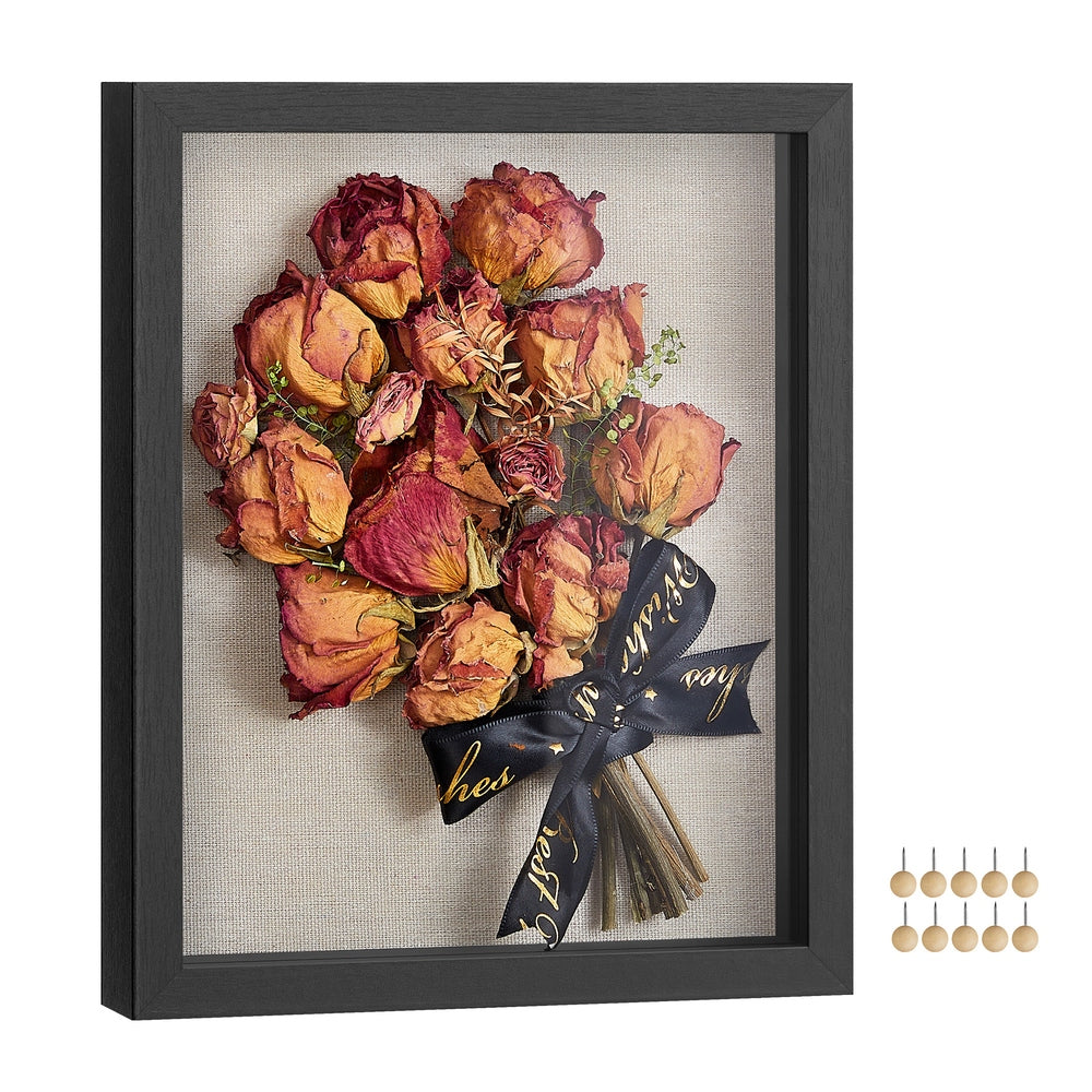 8x10 Black Box Frame Display Case with Top Slot and Stick Pins - Black - 8.9”L x 1.6”W x 10.8”H