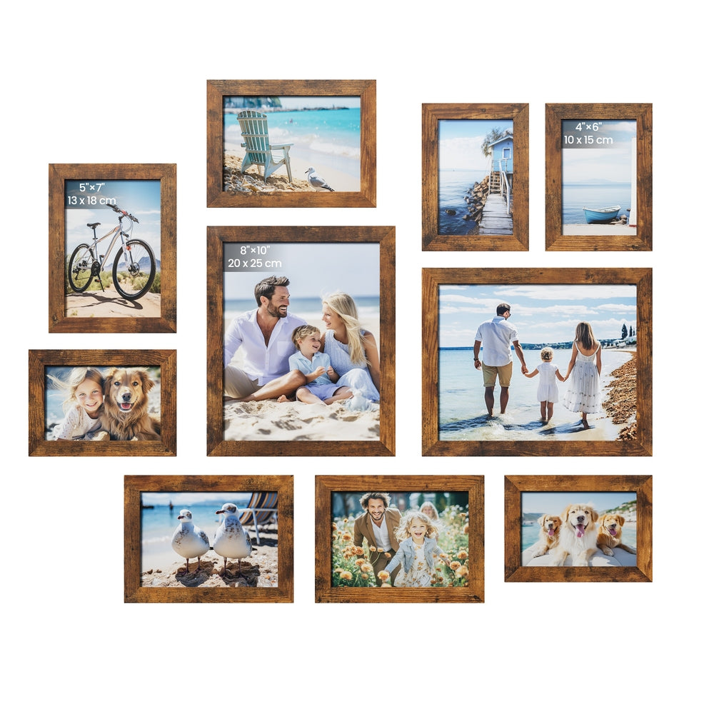 Collage Picture Frames - Set of 10 - Rustic Brown