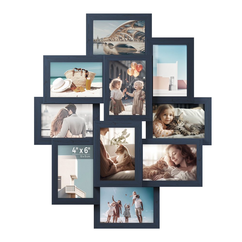 4x6 Picture Frames Collage for Wall Decor - Navy Blue - 23.6”L x 19.4”W