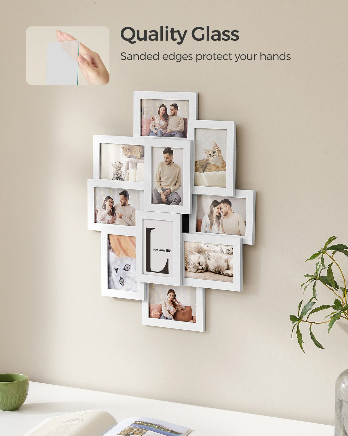 Picture Frame Collage - 4x6-Inch - Holds 10 Photos - For Wall Decor