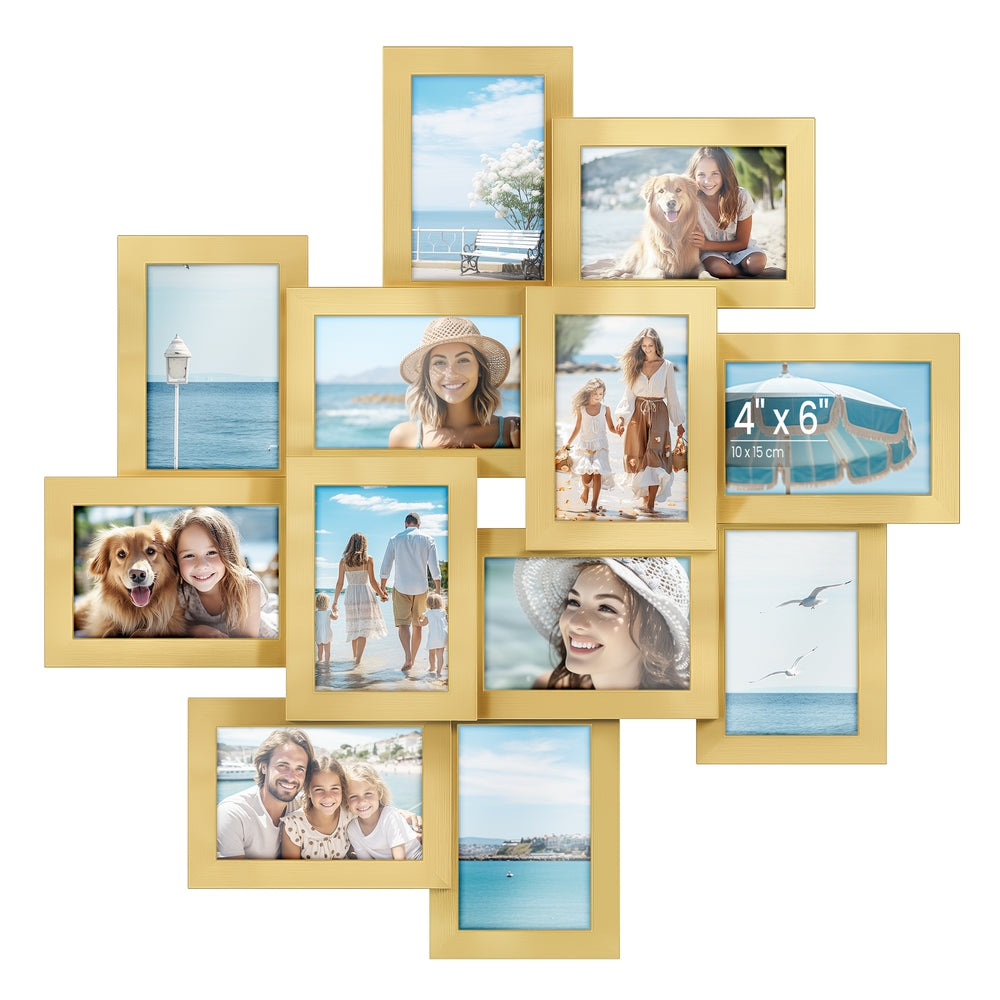 4x6 Collage Picture Frames - 12-Pack - Pale Gold