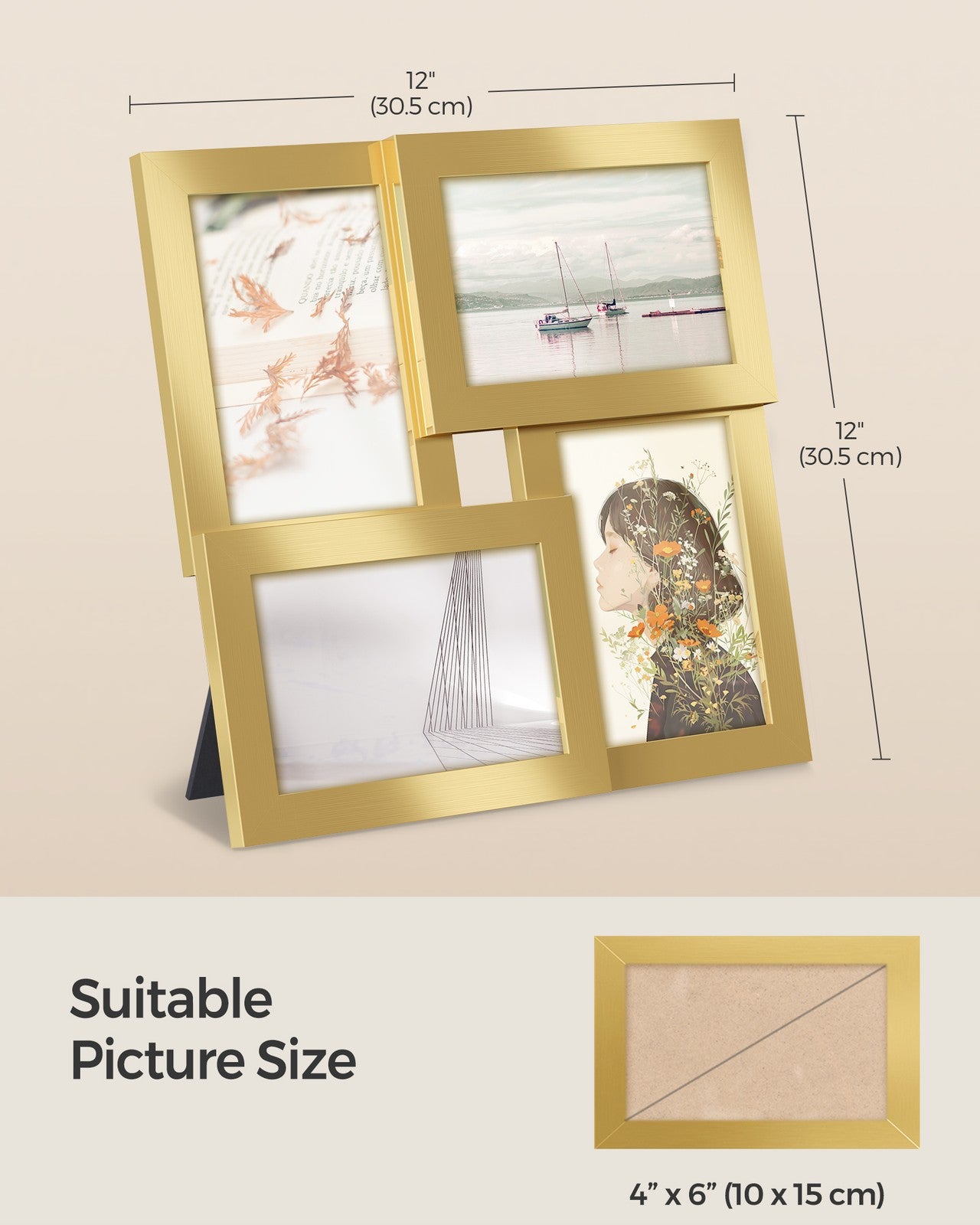Family Photo Collage Frame Set of 4 for Wall Decor - Black