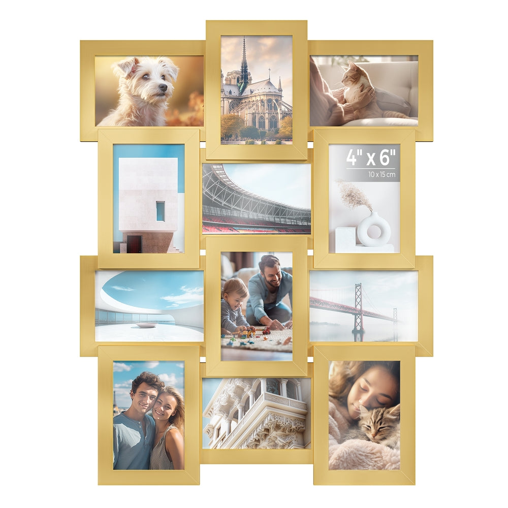 Collage Picture Frames - 4x6 for Wall Decor Set of 12 - Pale Gold