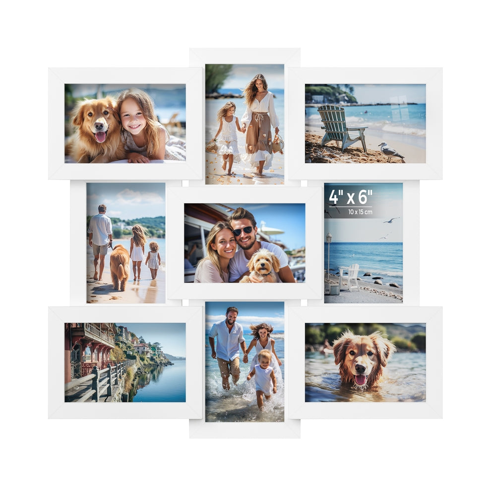 4x6 Picture Frames Collage for Wall Decor - White - 18.7”L x 18.5”W