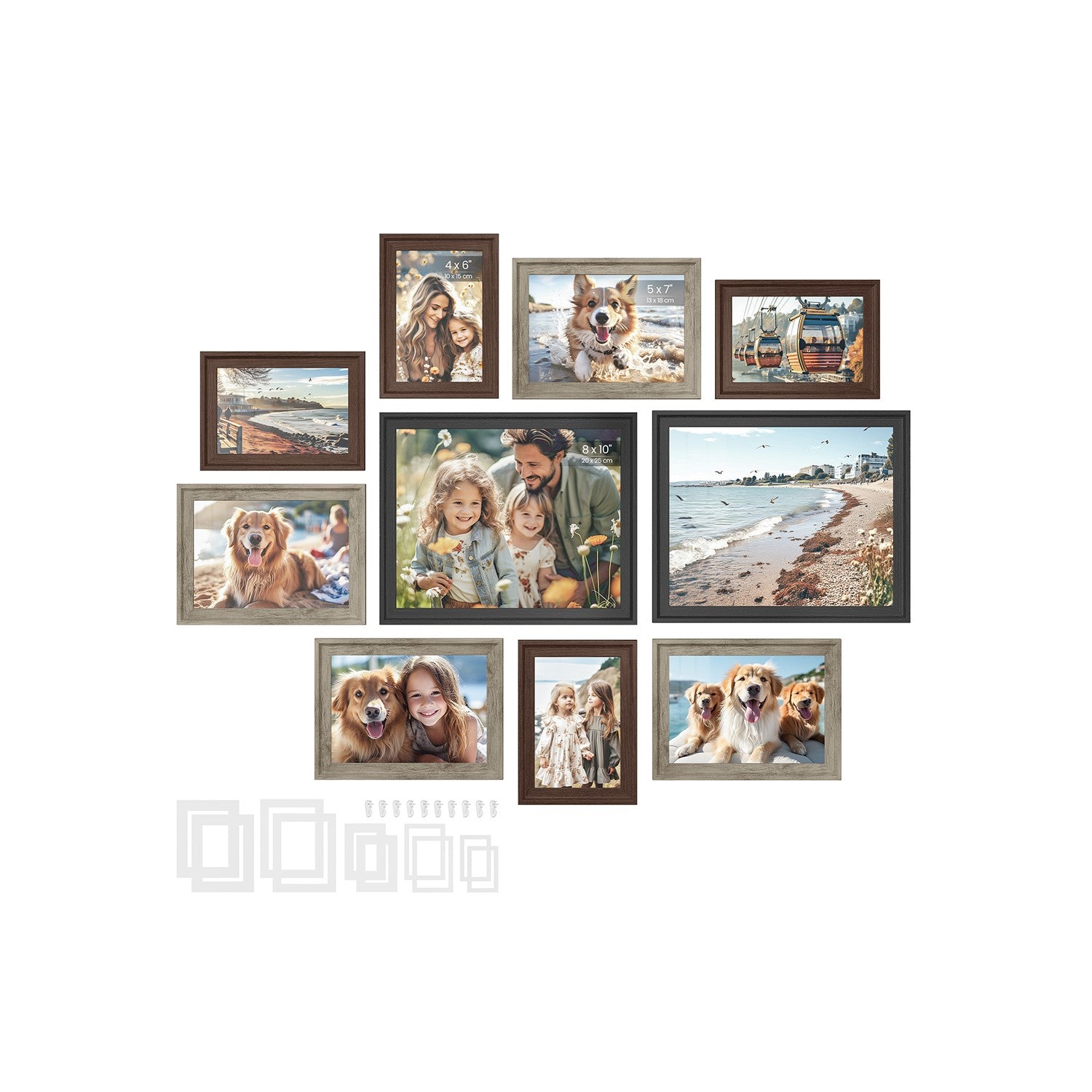 Picture Frames with 16 Mats - Set of 10 Collage Photo Frames