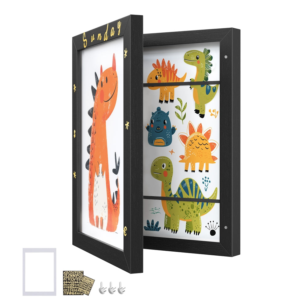 Kids Artwork Frame Changeable - A4 - 8.5x11 Art Picture Frame Display for Room Decor - Ash Black
