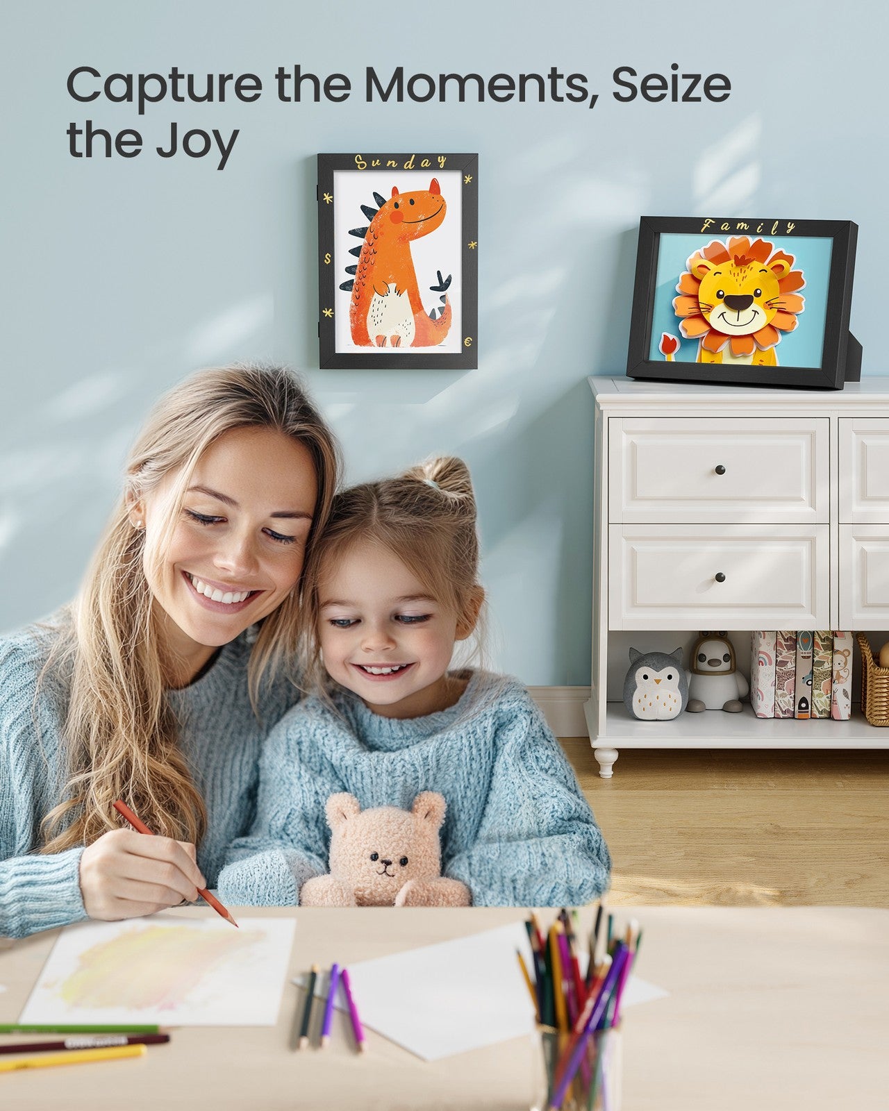 Kids Artwork Frame Changeable - A4 - 8.5x11 Art Picture Frame Display for Room Decor - Ash Black