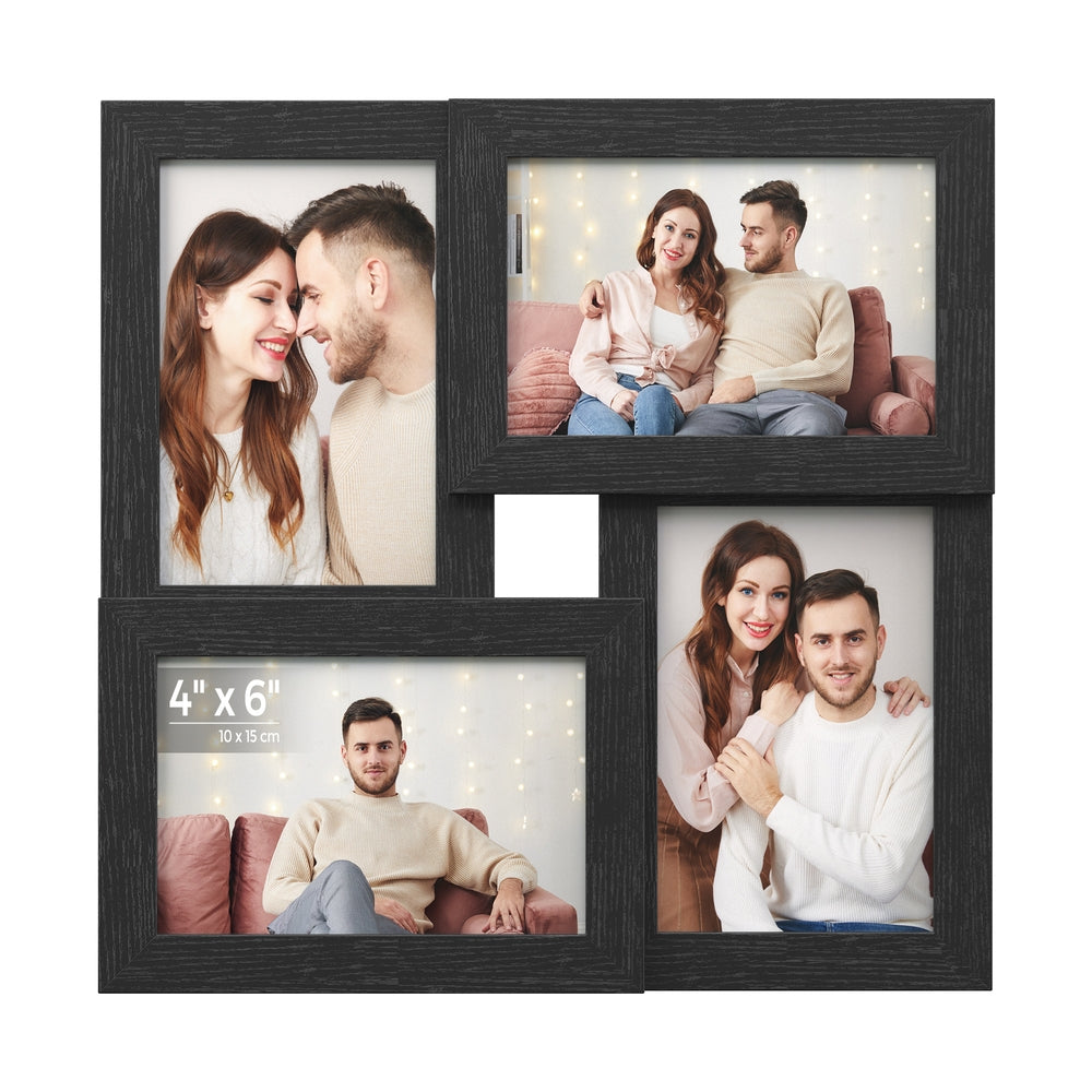 Family Photo Collage Frame Set of 4 for Wall Decor - Black 4x6