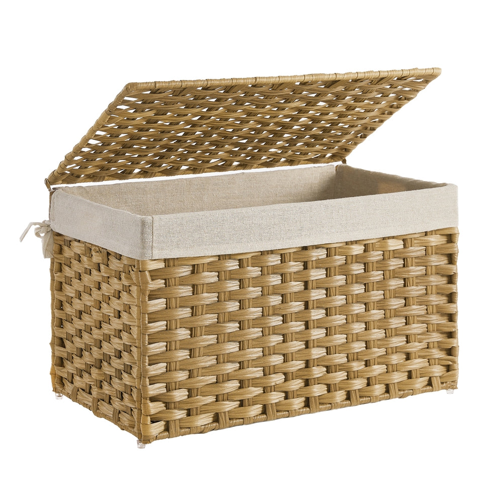 27.7 Gallon (105L) Woven Storage Basket with Lid and Handles Gray - Natural - 21.9"L x 13.4"W x 13.4"H