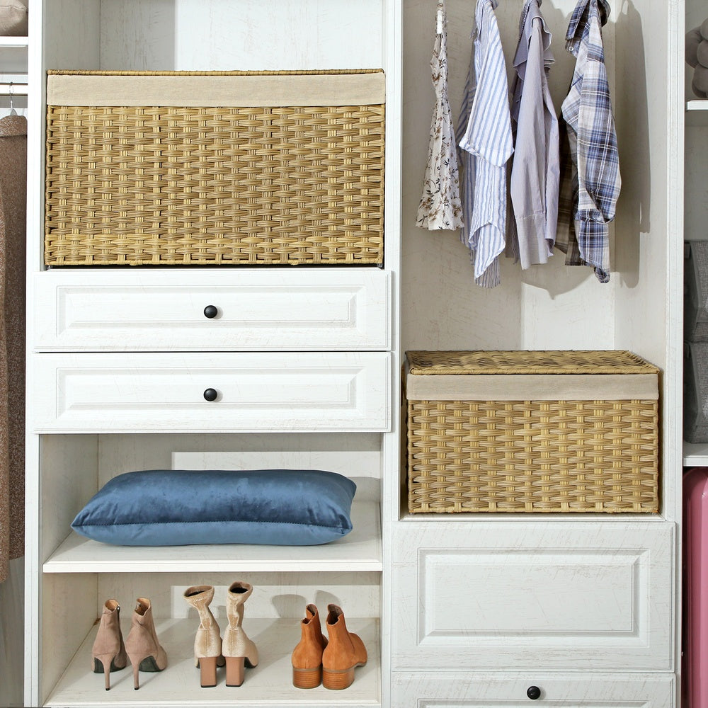 Woven Storage Basket - 27.7 Gallon - Lid and Handles