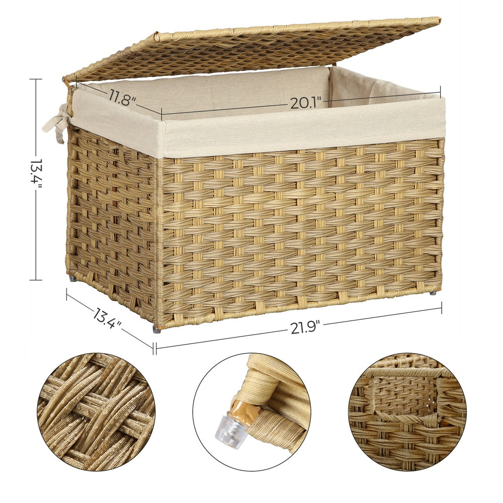 Woven Storage Basket - 27.7 Gallon - Lid and Handles