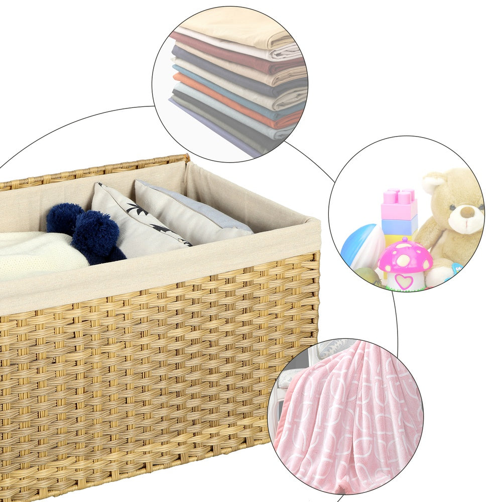 Woven Storage Basket - 27.7 Gallon - Lid and Handles