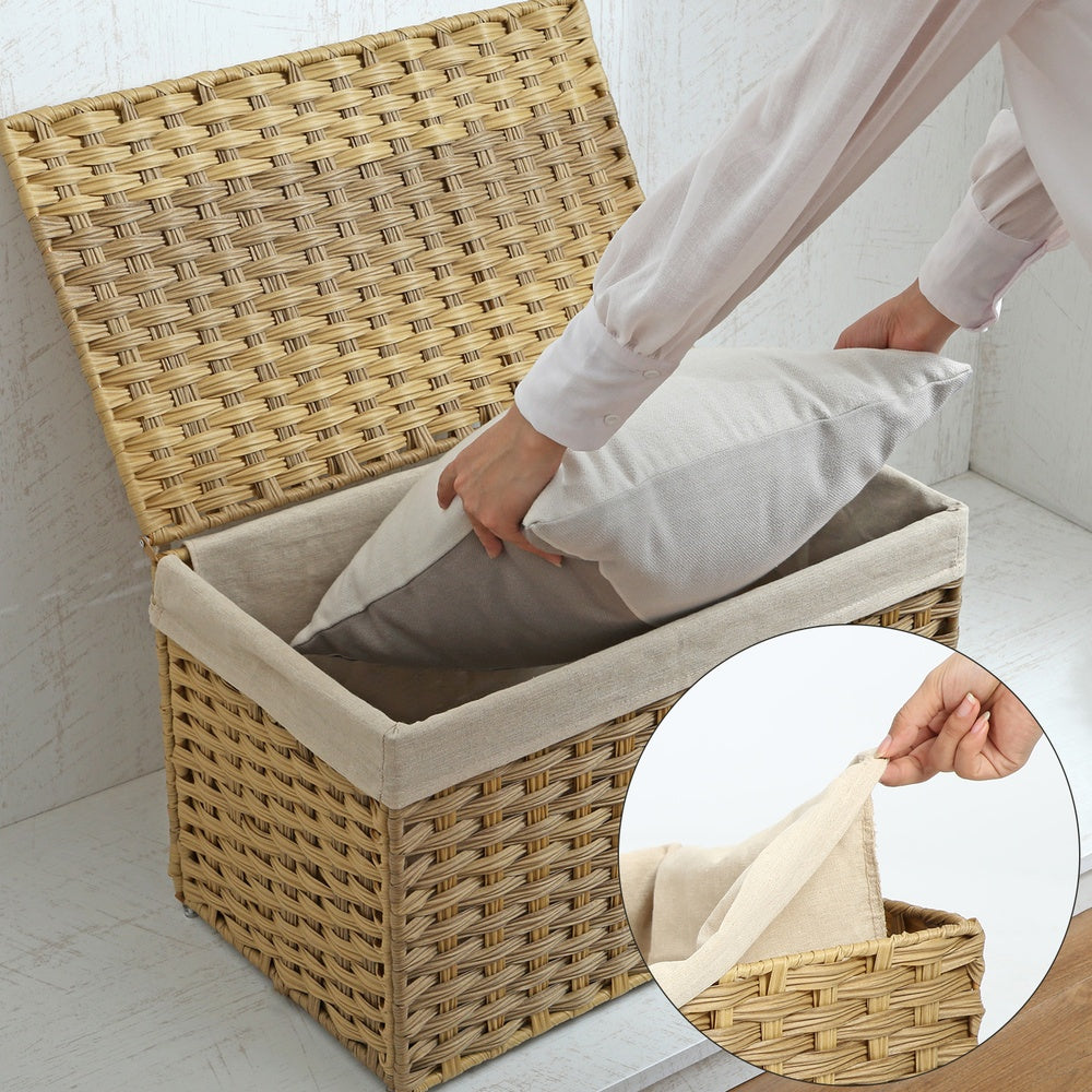 Woven Storage Basket - 27.7 Gallon - Lid and Handles