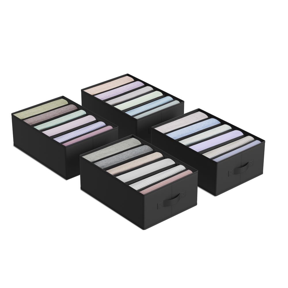 Set of 4 Large Size Wardrobe Clothes Organizers - Black