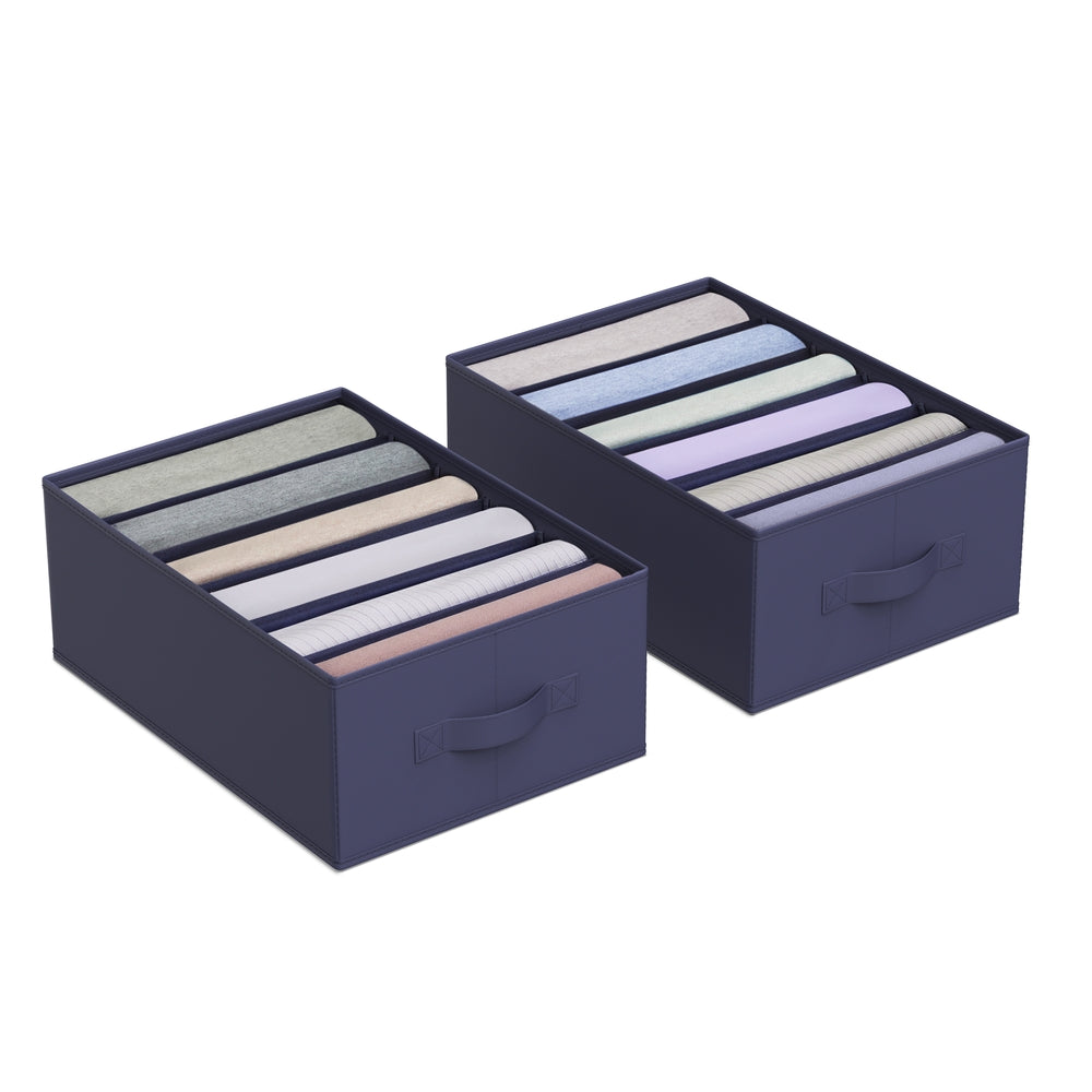 Set of 4 Large Size Wardrobe Clothes Organizers - Charcoal Blue