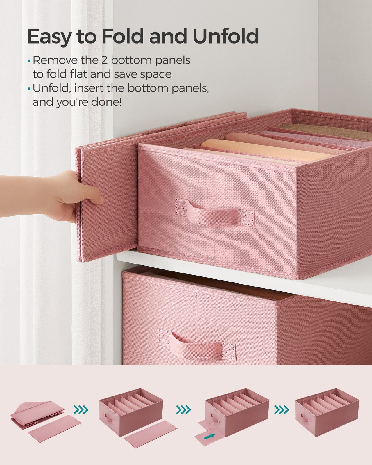 Set of 4 Large Size Wardrobe Clothes Organizers - Jelly Pink