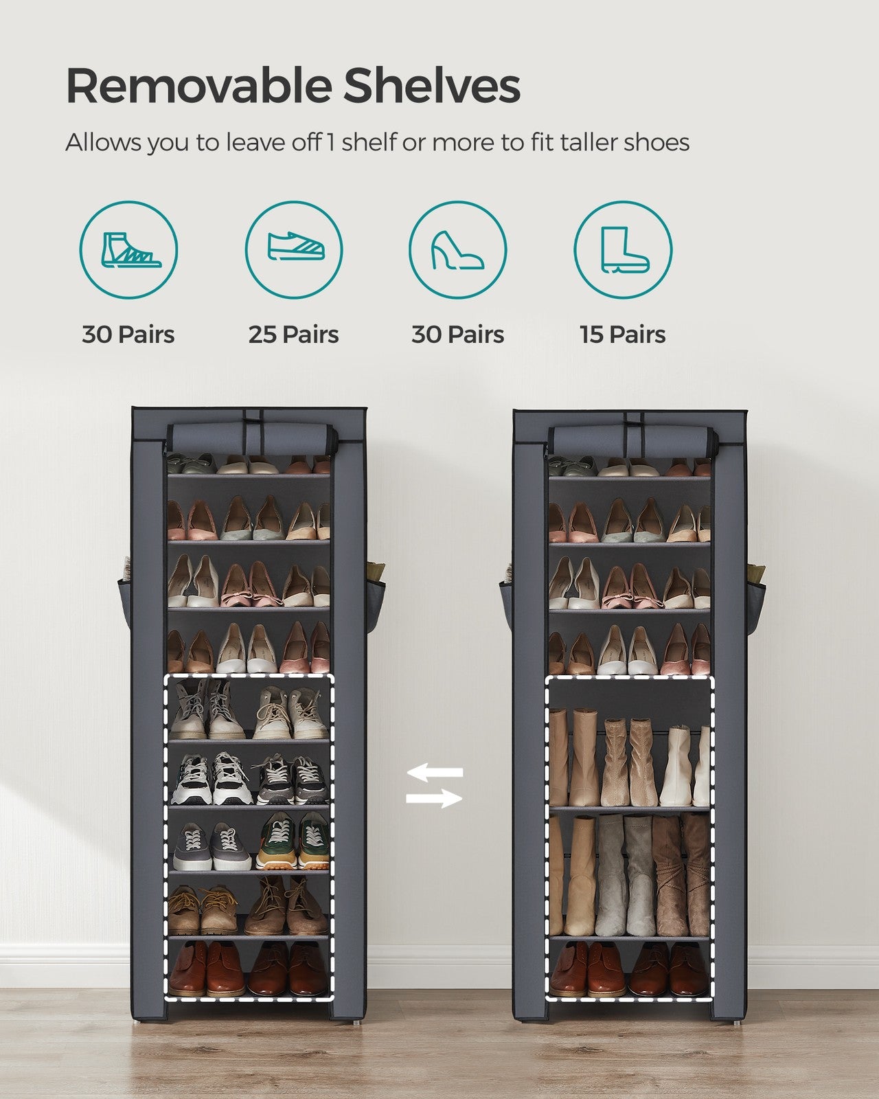 Shoe Rack - 9-Tier - Nonwoven Fabric Cover