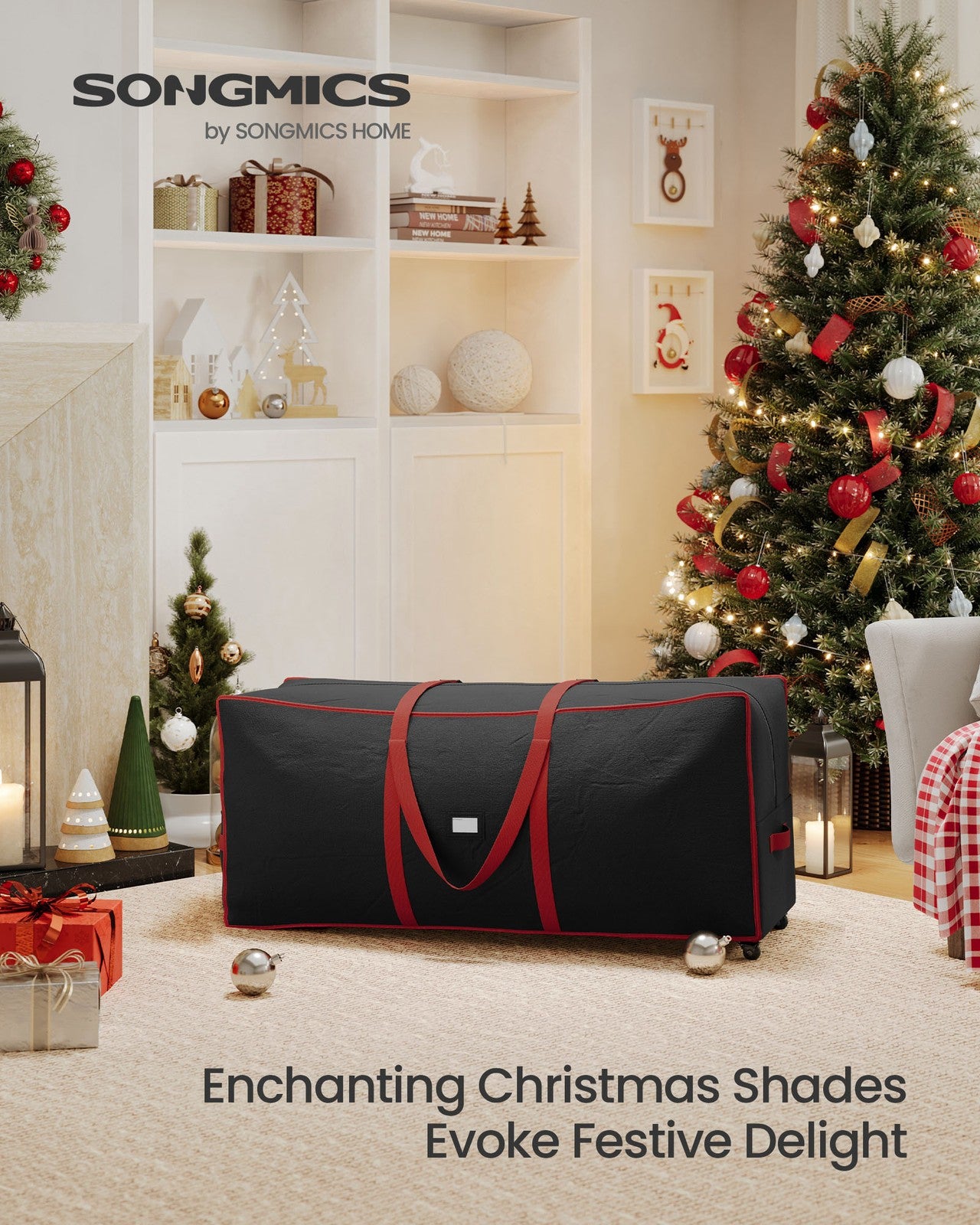 Christmas Tree Storage Bag with 1.6-Inch Wheels - Ink Black