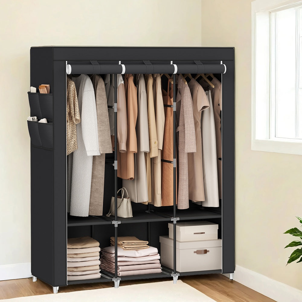 Portable Wardrobe Closet Organizer with Cover for Bedroom Storage