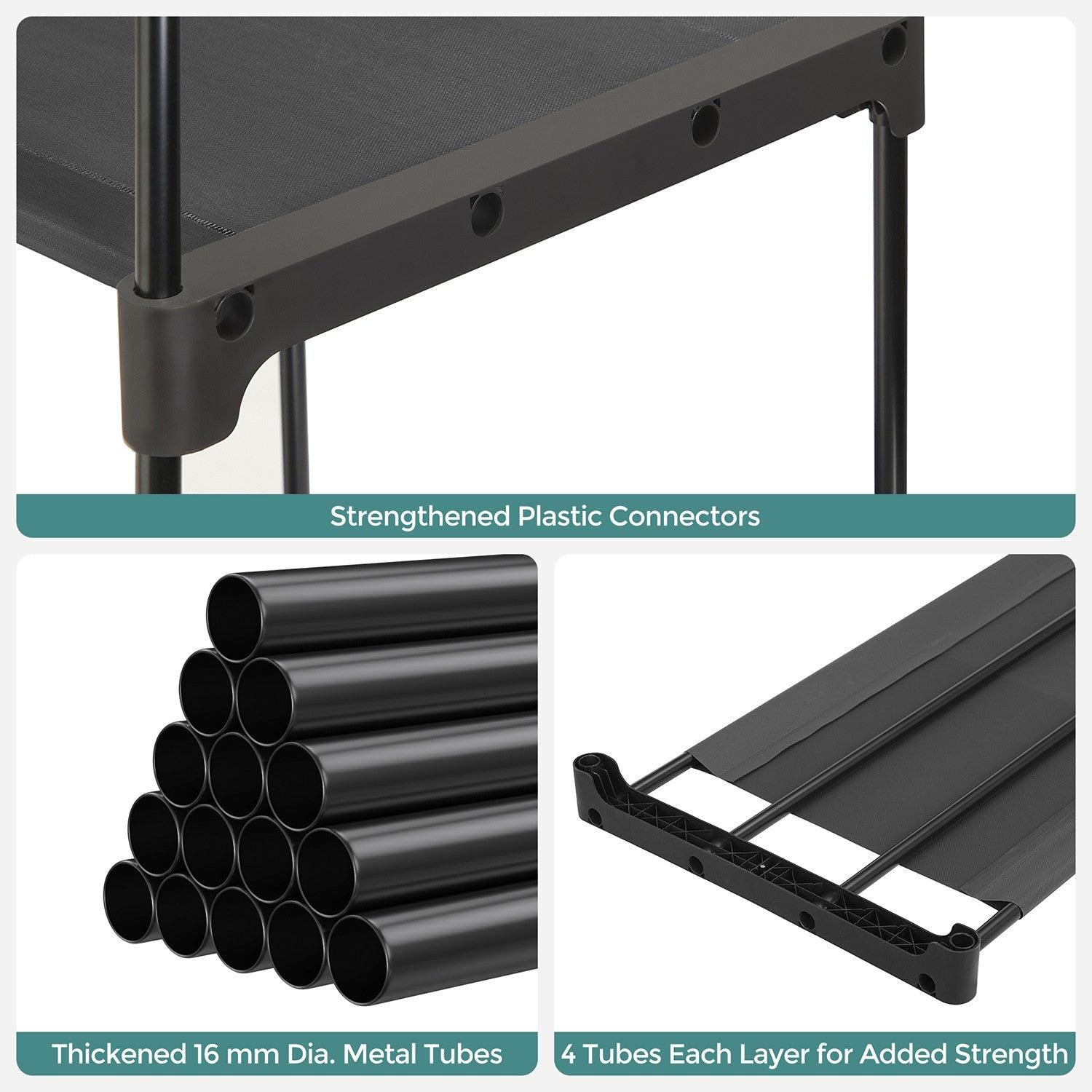 Freestanding Closet Organizer with Shelves - Hanging Rods - Gray