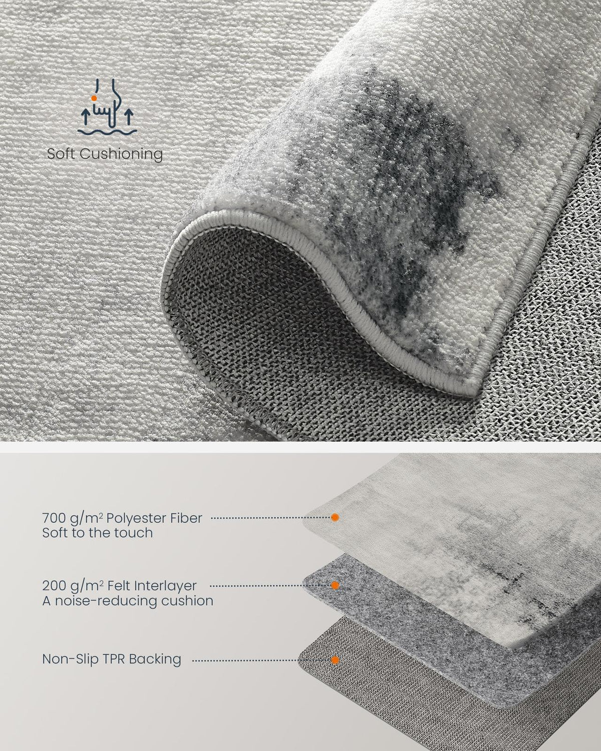 2x3 Ft Area Rug - Modern Abstract Style - Dove Gray