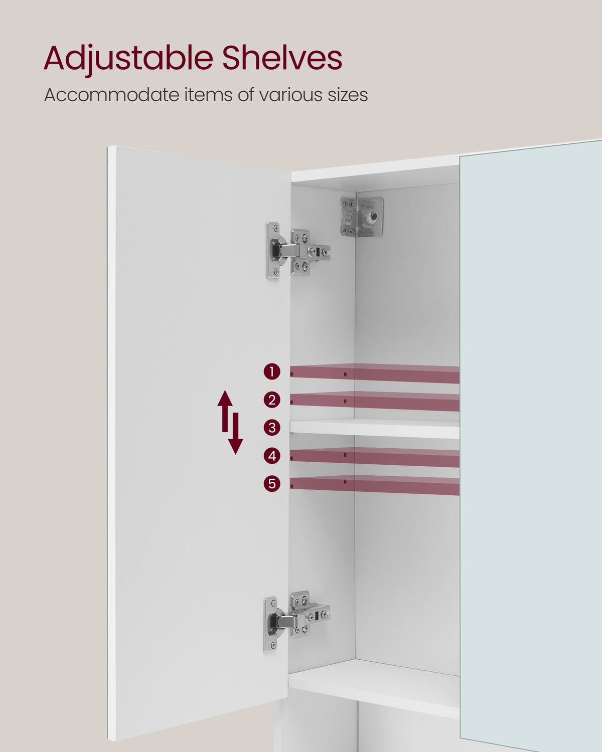 Wall-Mounted Bathroom Mirror Cabinet – Open & Closed Storage – 2 Sizes Available