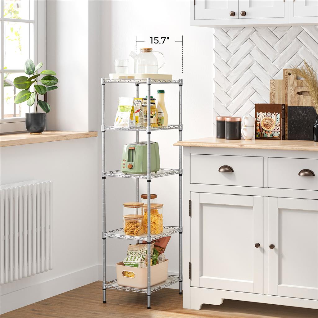 Metal Storage Shelf - 5-Tier - Adjustable Shelves - 220 lb Capacity