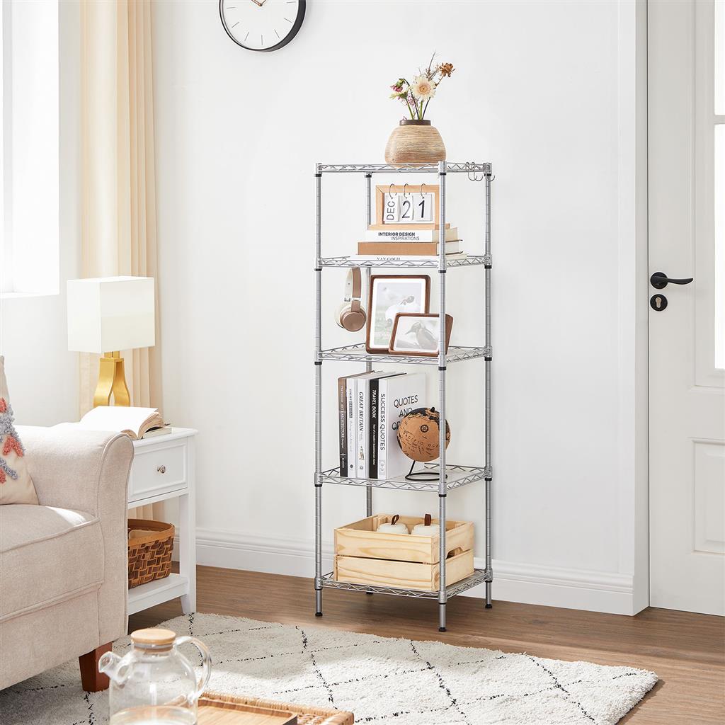Metal Storage Shelf - 5-Tier - Adjustable Shelves - 220 lb Capacity